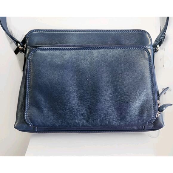Ili Purse Genuine Leather Crossbody Purse Shoulder Bag Blue Travel RFID Classic - Picture 3 of 8